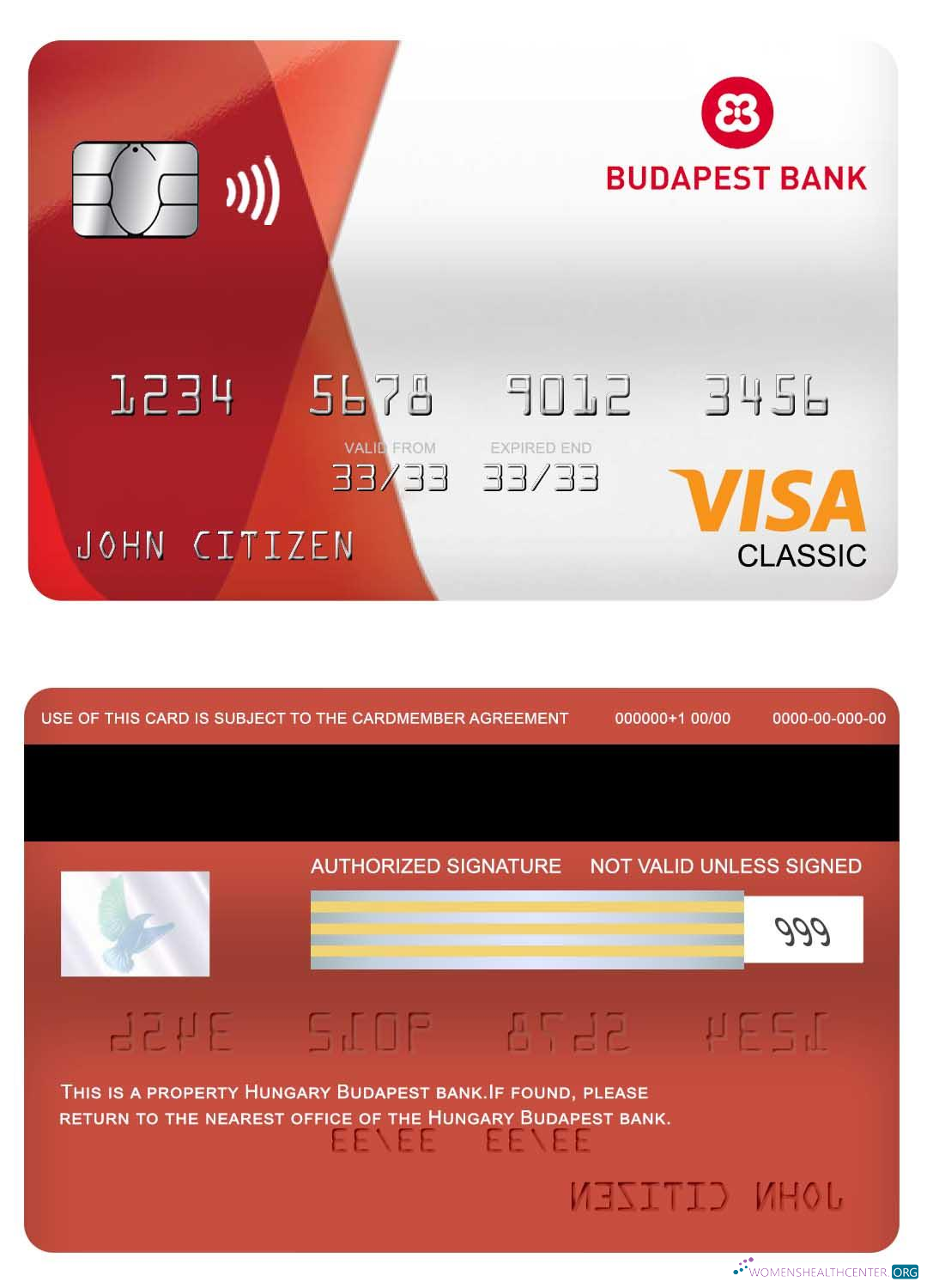 Download Hungary Budapest bank visa classic card Photoshop template